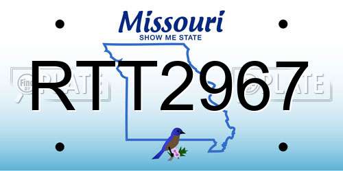 RTT2967 Missouri License Plate