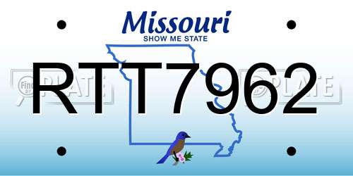RTT7962 Missouri License Plate