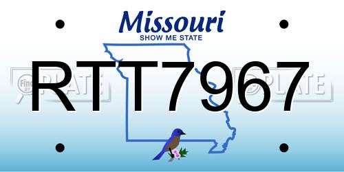 RTT7967 Missouri License Plate