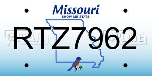 RTZ7962 Missouri License Plate