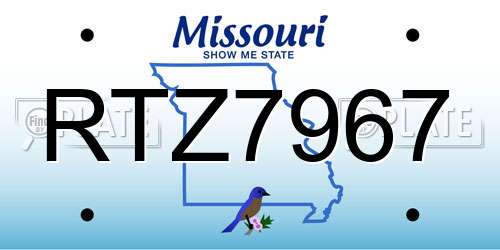 RTZ7967 Missouri License Plate
