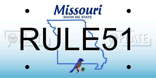 RULE51 Missouri License Plate