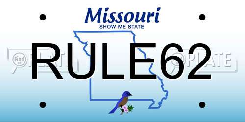 RULE62 Missouri License Plate