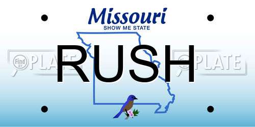 RUSH Missouri License Plate