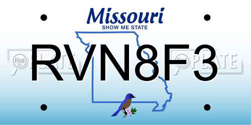 RVN8F3 Missouri License Plate