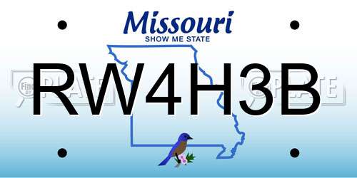 RW4H3B Missouri License Plate