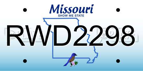 RWD2298 Missouri License Plate
