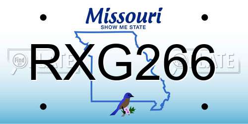 RXG266 Missouri License Plate