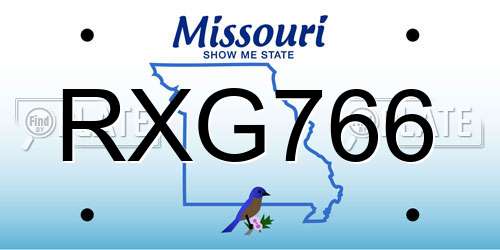 RXG766 Missouri License Plate