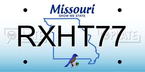 RXHT77 Missouri License Plate