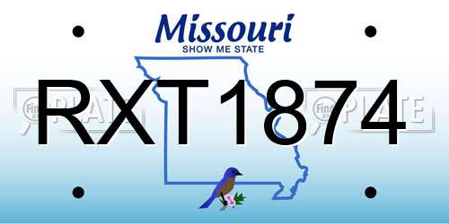 RXT1874 Missouri License Plate