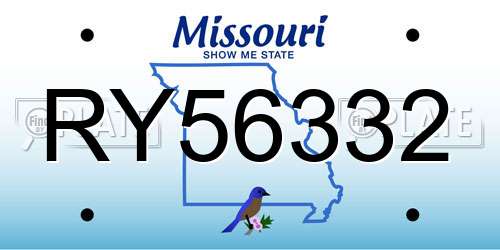 RY56332 Missouri License Plate