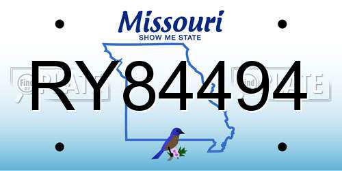 RY84494 Missouri License Plate