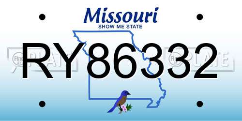 RY86332 Missouri License Plate
