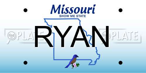 RYAN Missouri License Plate