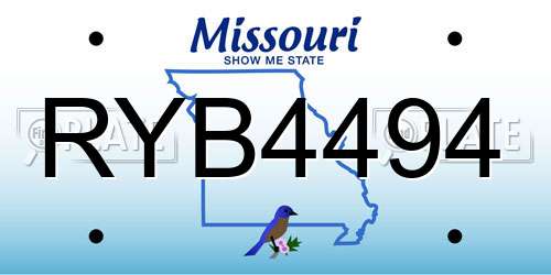 RYB4494 Missouri License Plate