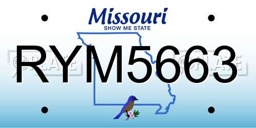 RYM5663 Missouri License Plate