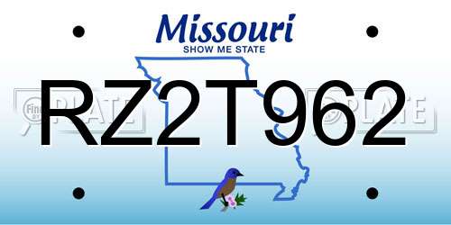 RZ2T962 Missouri License Plate