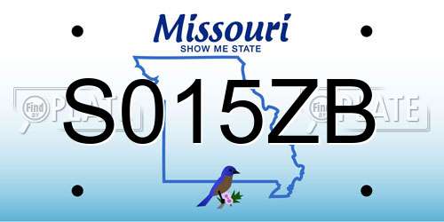 S015ZB Missouri License Plate