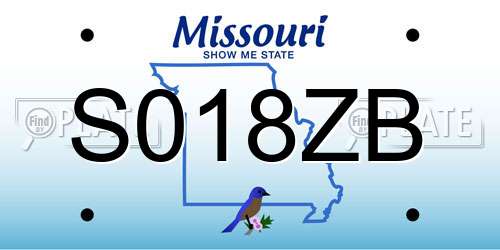 S018ZB Missouri License Plate
