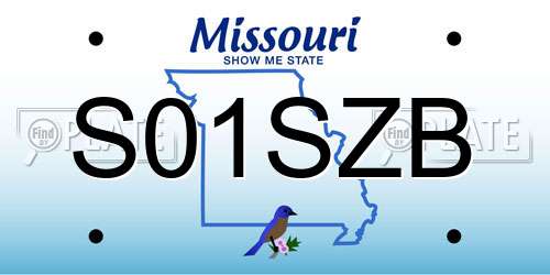 S01SZB Missouri License Plate