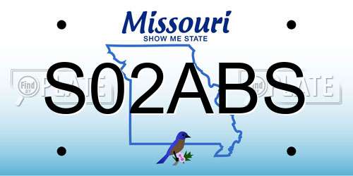 S02ABS Missouri License Plate