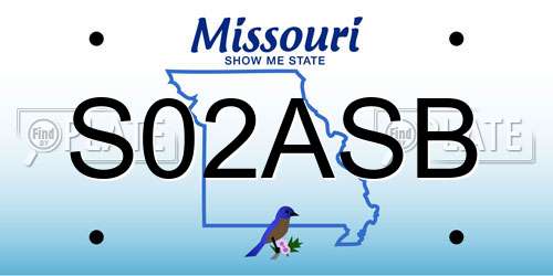 S02ASB Missouri License Plate