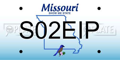 S02EIP Missouri License Plate