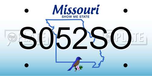 S052SO Missouri License Plate