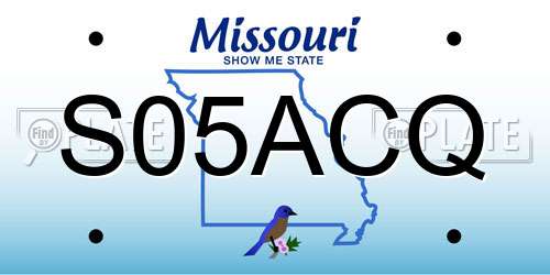 S05ACQ Missouri License Plate
