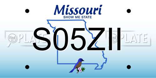 S05ZII Missouri License Plate