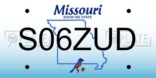 S06ZUD Missouri License Plate