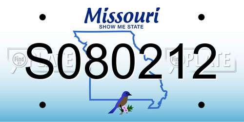 S080212 Missouri License Plate