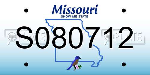 S080712 Missouri License Plate