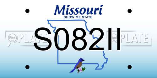 S082II Missouri License Plate