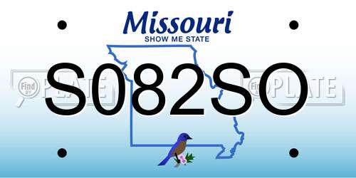 S082SO Missouri License Plate