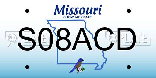 S08ACD Missouri License Plate