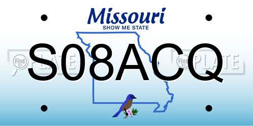 S08ACQ Missouri License Plate