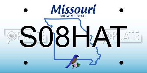 S08HAT Missouri License Plate
