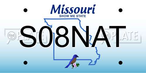 S08NAT Missouri License Plate