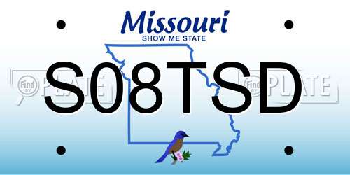 S08TSD Missouri License Plate