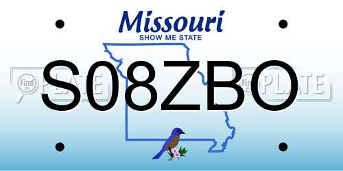 S08ZBO Missouri License Plate