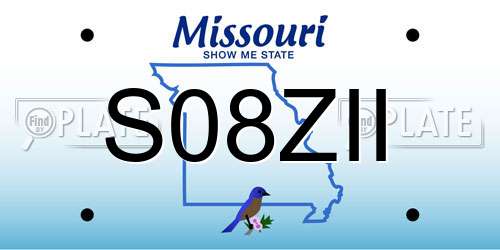 S08ZII Missouri License Plate