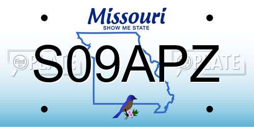 S09APZ Missouri License Plate