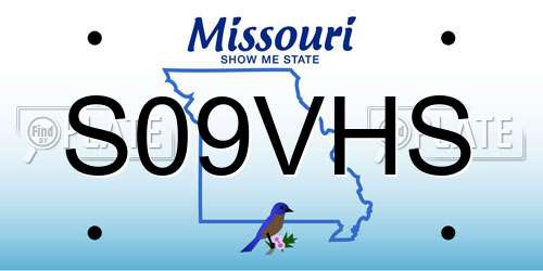 S09VHS Missouri License Plate