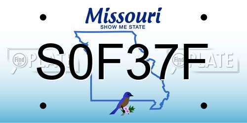 S0F37F Missouri License Plate