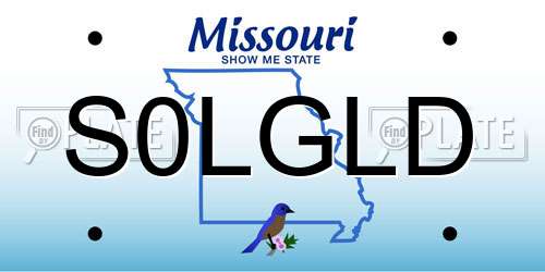 S0LGLD Missouri License Plate