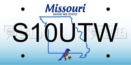 S10UTW Missouri License Plate