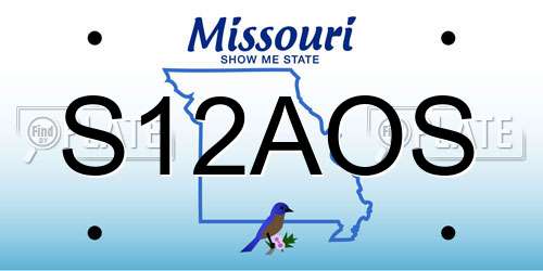S12AOS Missouri License Plate