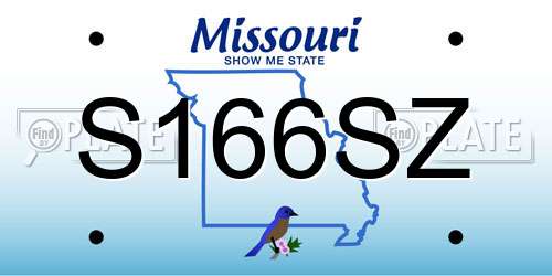 S166SZ Missouri License Plate